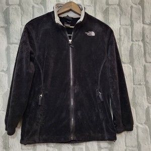North Face Girls Black Osolita Fuzzy Fleece Jacket Full Zip Size Large